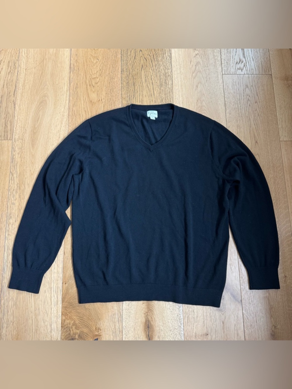 J CREW J.CREW BLACK MEN'S MERINO WOOL V-NECK SWEATER SIZE L LARGE